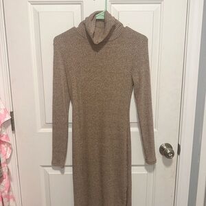 Charlotte Russe Cream Tan Turtleneck Bodycon Sweater Dress